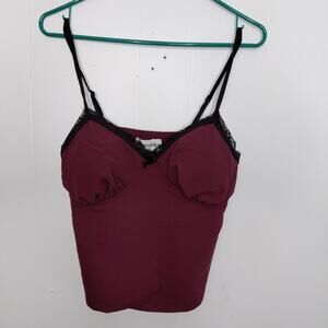 No Boundaries Top Womens Medium Padded Babydoll Whimsigoth Sultry Vamp Burgundy